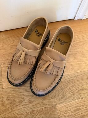 Dr. Martens Beige Tassel Kiltie Loafers